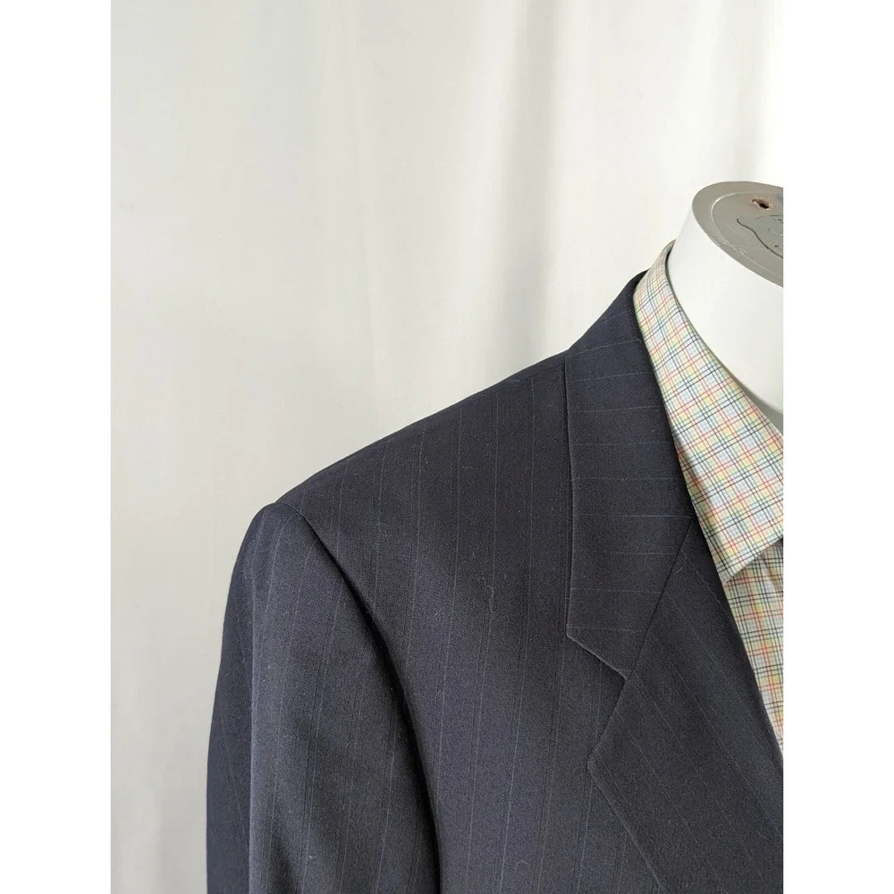 Hart Schaffner‎ Marx Blazer Suit  Wool Dark Navy Blue  Stripe 40R 32x28 2 Piece